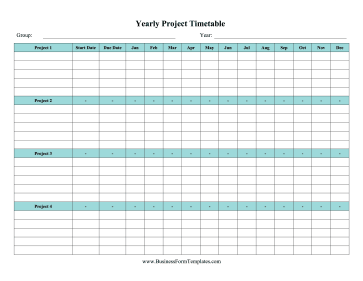 Yearly Multiple Project Timetable