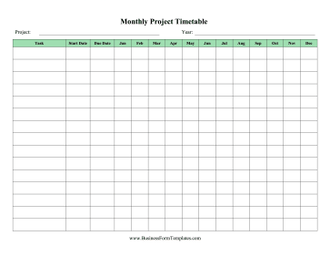 Yearly Project Timetable