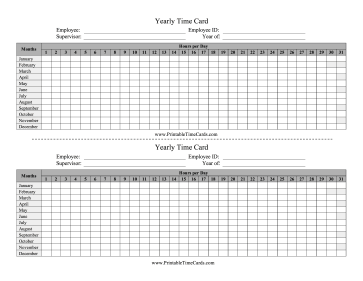 Yearly Time Card