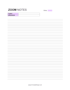 Printable Zoom Notes