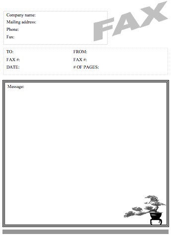 Bonsai Tree fax cover sheet