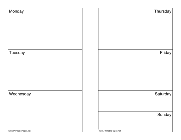 Printable Weekly Calendar (Monday-Sunday)