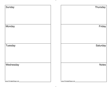 Printable Weekly Calendar (Sunday-Saturday)