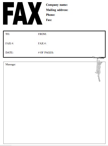 Cat #2 fax cover sheet