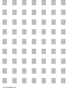 Printable Chord Chart for 5-string instrument on letter-sized paper