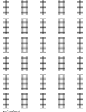 Printable Chord Chart for 6-string instrument, 12 frets on letter-sized paper