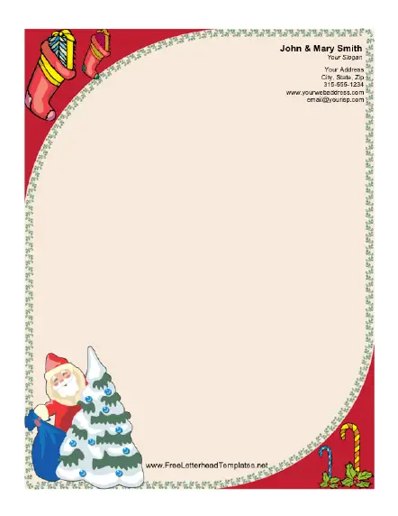 Santa Claus and Christmas Tree Letterhead