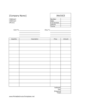 Commercial Invoice Template