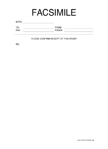 Confirm This Order fax cover sheet