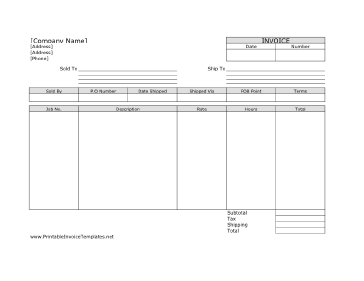 Consultant Invoice (Unlined) Template