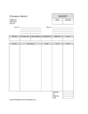 Consultant Invoice (Unlined) Template