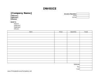 Customer Invoice Template