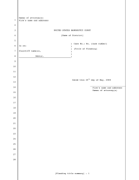 Legal pleading template for filing bankruptcy in U.S. District court, 28-lines