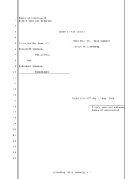 Legal pleading template for party filing for divorce, 25-lines