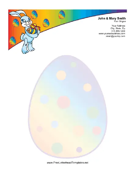 Easter Letterhead with Easter Bunny Carrying Eggs