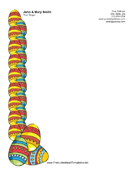 Easter Letterhead with Stack of Easter Eggs