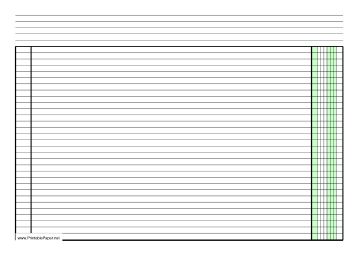 Printable Columnar Paper with one column on A4-sized paper in landscape orientation