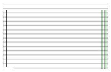 Printable Columnar Paper with one column on ledger-sized paper in landscape orientation