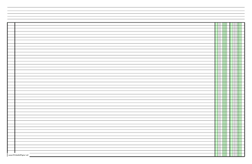 Printable Columnar Paper with two columns on ledger-sized paper in landscape orientation