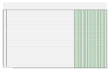 Printable Columnar Paper with five columns on ledger-sized paper in landscape orientation