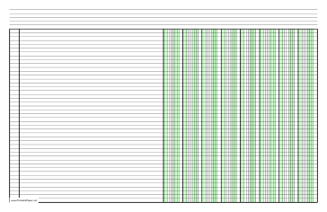 Printable Columnar Paper with eight columns on ledger-sized paper in landscape orientation