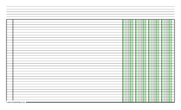 Printable Columnar Paper with four columns on legal-sized paper in landscape orientation