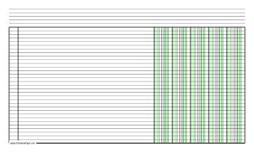 Printable Columnar Paper with five columns on legal-sized paper in landscape orientation