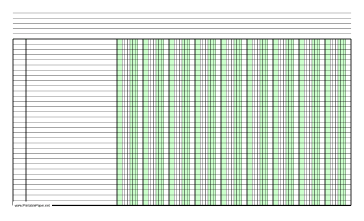 Printable Columnar Paper with nine columns on legal-sized paper in landscape orientation