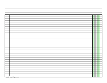 Printable Columnar Paper with one column on letter-sized paper in landscape orientation