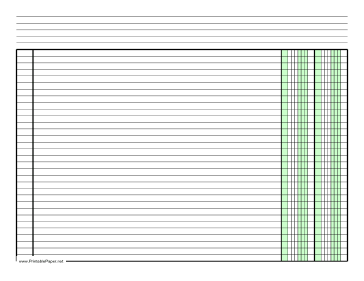 Printable Columnar Paper with two columns on letter-sized paper in landscape orientation