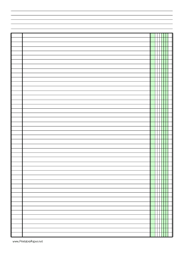 Printable Columnar Paper with one column on A4-sized paper in portrait orientation