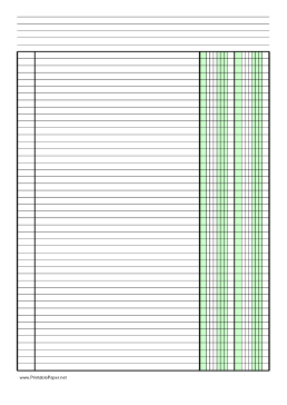 Printable Columnar Paper with two columns on A4-sized paper in portrait orientation