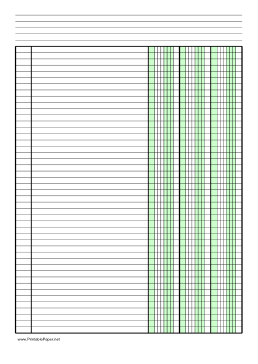 Printable Columnar Paper with three columns on A4-sized paper in portrait orientation