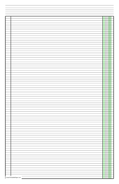 Printable Columnar Paper with one column on ledger-sized paper in portrait orientation