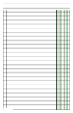 Printable Columnar Paper with two columns on ledger-sized paper in portrait orientation