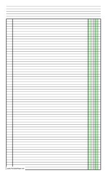 Printable Columnar Paper with one column on legal-sized paper in portrait orientation