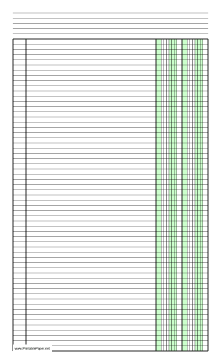 Printable Columnar Paper with two columns on legal-sized paper in portrait orientation