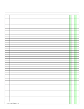 Printable Columnar Paper with one column on letter-sized paper in portrait orientation