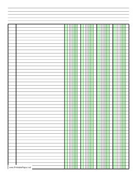 Printable Columnar Paper with four columns on letter-sized paper in portrait orientation