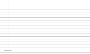 Printable Lined Paper narrow-ruled on legal-sized paper in landscape orientation