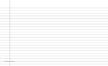 Printable Lined Paper wide-ruled on legal-sized paper in landscape orientation