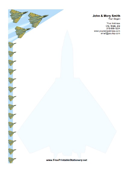 Military Jets stationery design