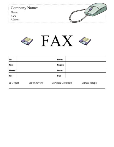 Mouse and Floppy Disks fax cover sheet