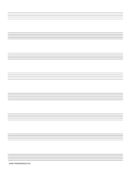 Printable Music Paper with eight staves on A4-sized paper in portrait orientation