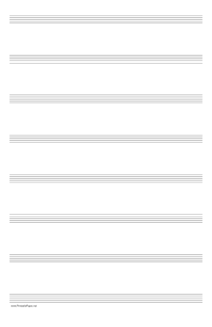 Printable Music Paper with eight staves on ledger-sized paper in portrait orientation