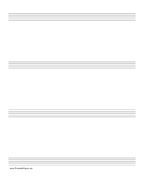 Printable Music Paper with four staves on letter-sized paper in portrait orientation