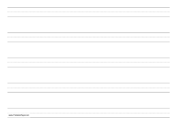 Printable Penmanship Paper with five lines per page on A4-sized paper in landscape orientation