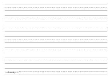 Printable Penmanship Paper with seven lines per page on A4-sized paper in landscape orientation