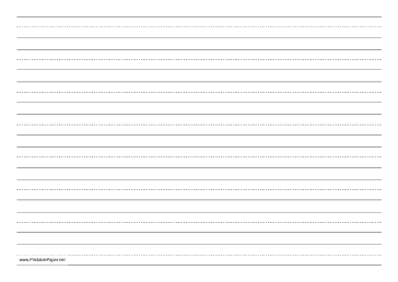 Printable Penmanship Paper with eight lines per page on A4-sized paper in landscape orientation