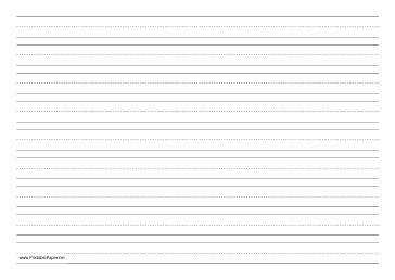 Printable Penmanship Paper with nine lines per page on A4-sized paper in landscape orientation